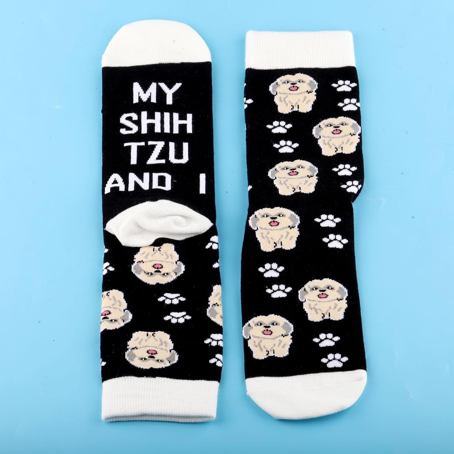 CENWA 1 Pair Shih Tzu Dog Socks My Shih Tzu And I Talk Shit About You Socks Gift for Dog Lover (US, Alpha, Medium, Regular, Regular, Shih Tzu Dog) - Image 7