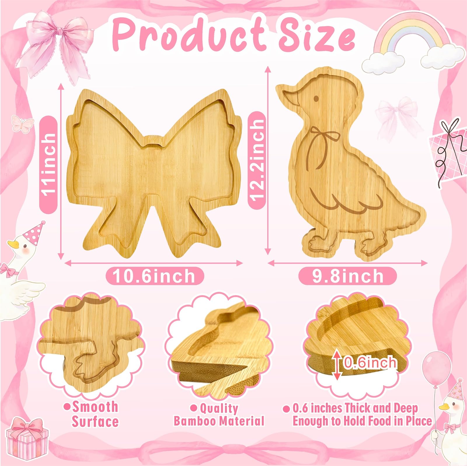 Lot de 2 décorations d'anniversaire en bois d'oie pour bébé fille et garçon, planches à charcuterie, plateaux de nourriture pour fête prénatale, plateaux à coquettes, vaisselle de fête