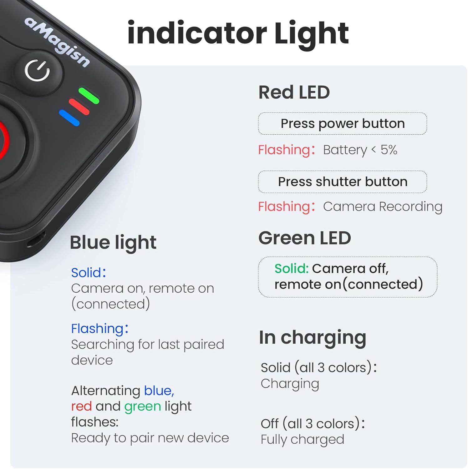 YDW Bluetooth Remote Control for DJI Osmo Action 6/Osmo Action 5 Pro/Action 4/DJI OSM0 360 Cameras, Wireless 50M Remote Control Range Smart Action Accessories