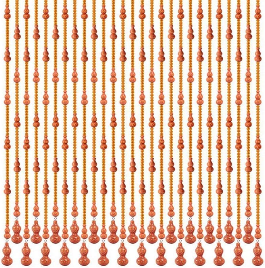 OKUOKA Curtains Bead Curtain Solid Wood Crystal Decoration Cut Off Entrance Hanging Curtain Punch Free, Multiple Sizes Customizable (Color : Brown, Size : 70x81cm-21 Roots)