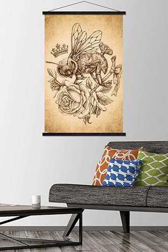 Vista 14 de Trends International Brigid Ashwood - Sepia Bee and Rose Wall Poster with Magnetic Frame Premium Print and Beechwood Hanger Bundle,Premium Print and