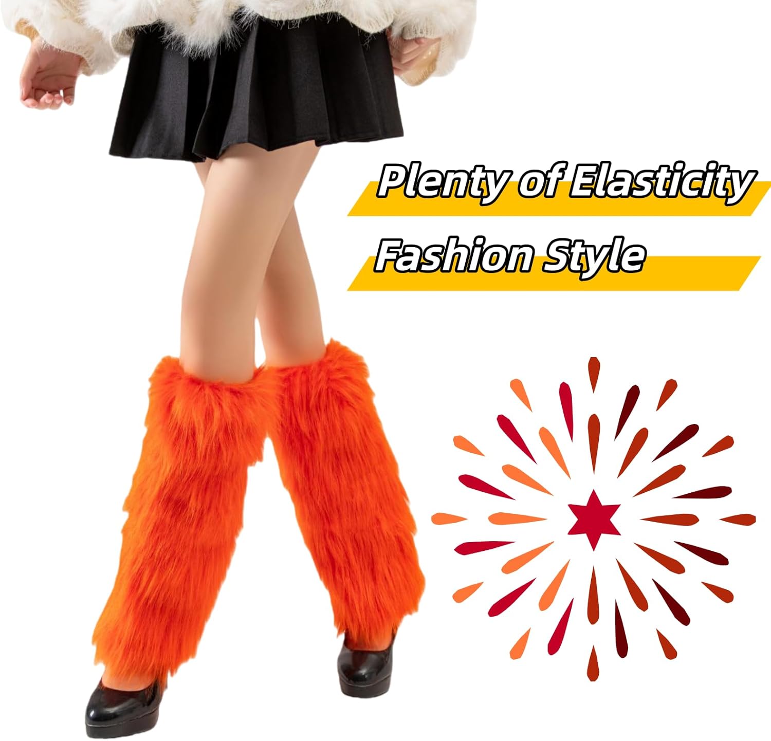 Women's Fluffy Faux Fur Leg Warmers, Soft Furry Fur Knee Boot Covers, Plush Leg Warmers For Christmas Halloween - Image 4