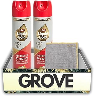 2x Scotts Liquid Gold Almond Scent Wood Cleaner and Preservative 10 oz Spray Bundle with Microfiber Cloth – Cleans, Conditions, and Helps Maintain Natural Wood Surfaces – Gift Set (3 Items)