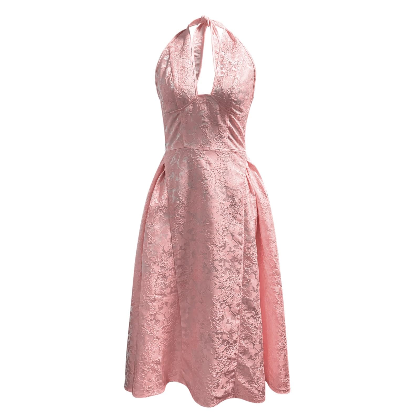 Vestido de dama de honor para mujer, vestido de noche festivo, elegante, para boda, vestido de cóctel, sin mangas, maxi vestido de línea A, vestido largo Rockabilly, vestido cruzado jacquard