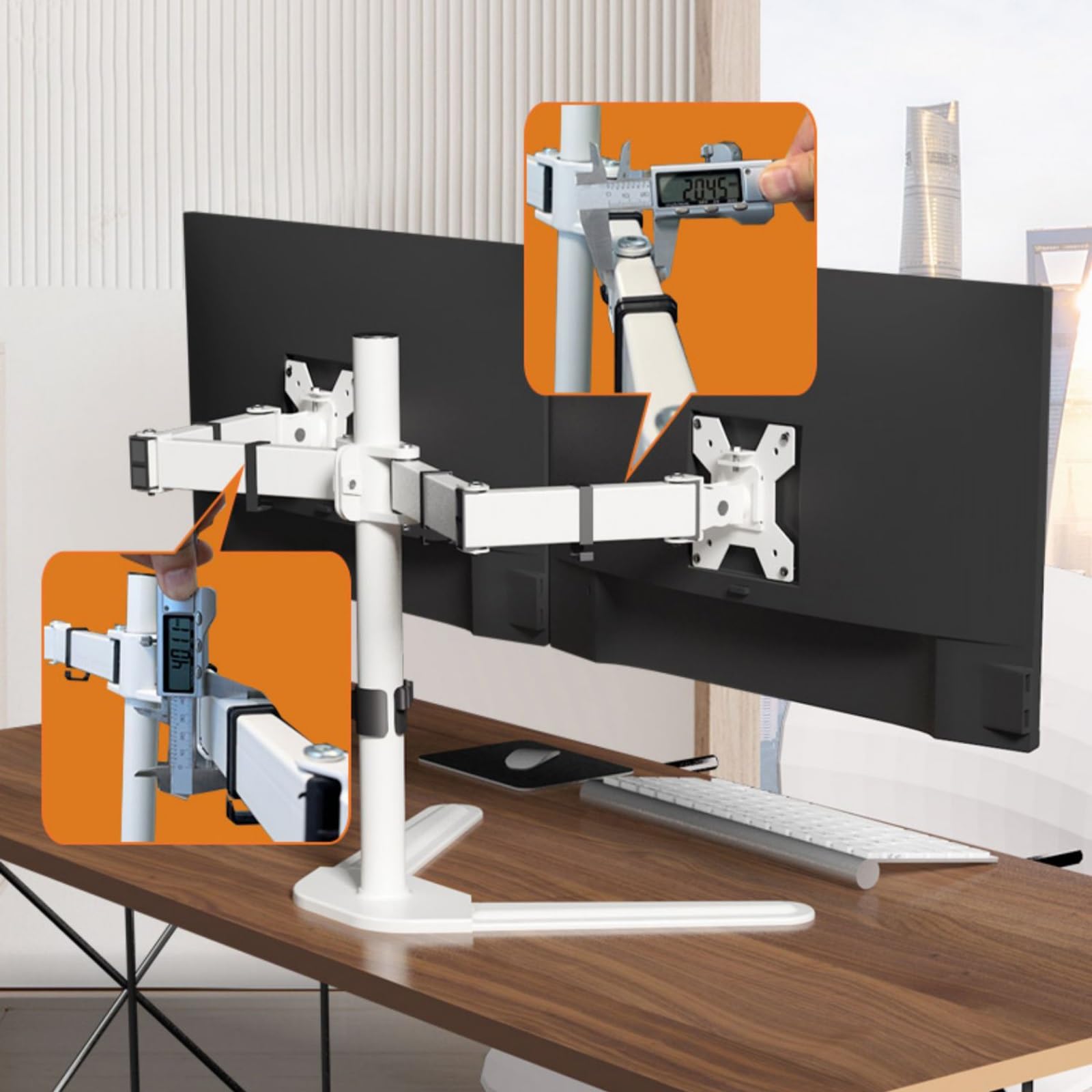 Supporto Doppio per Monitor da 10 A 32 Pollici, Supporto da Scrivania Autoportante Completamente Orientabile per 2 Schermi, Supporta Fino A 8 kg per Braccio.