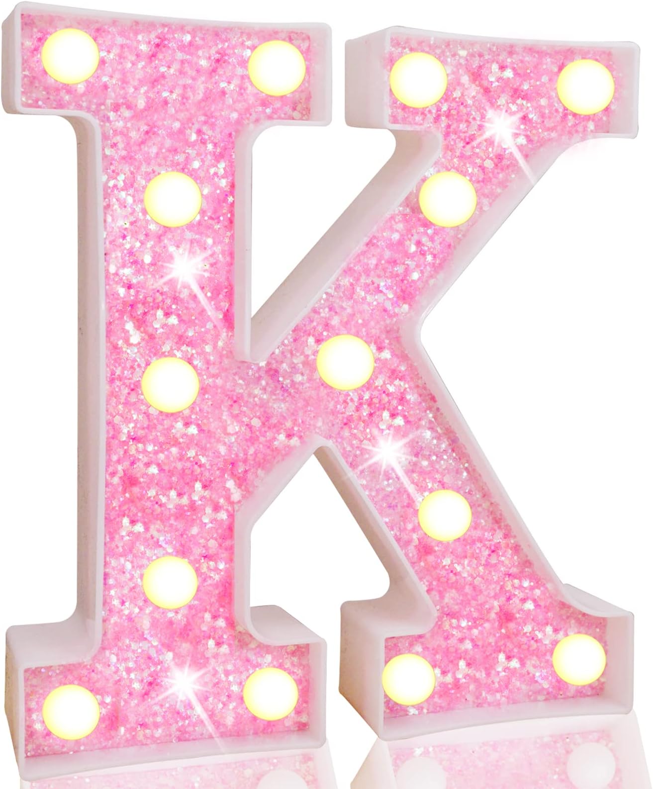 PooqlaLED Marquee Lights Pink Glitter Alphabet Letters Battery Powered Night Light Birthday Party Wedding Gifts for Girls Home Bar Christmas Decoration