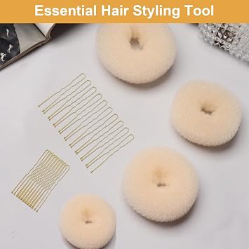 Ring Style Donut Bun Shaper,buns,hair bun,pack of 4 with 20 Hair Pins