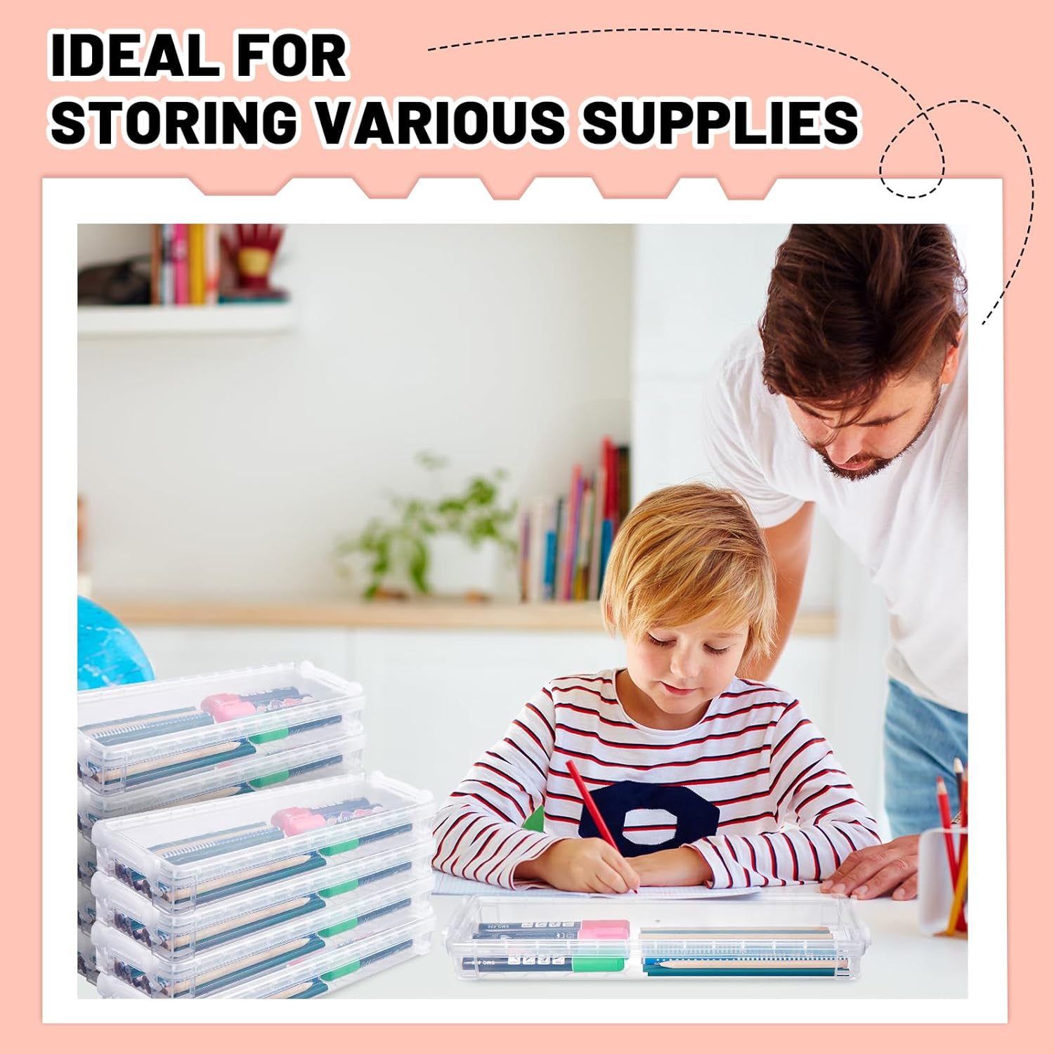 Suclain 10 Pcs Long Extra Large Plastic Stackable Storage Organizer - Large Capacity Office Supply Box Pencil Holders Container for Craft Art Supplies Drawing Tools Crayon Storage - Image 7