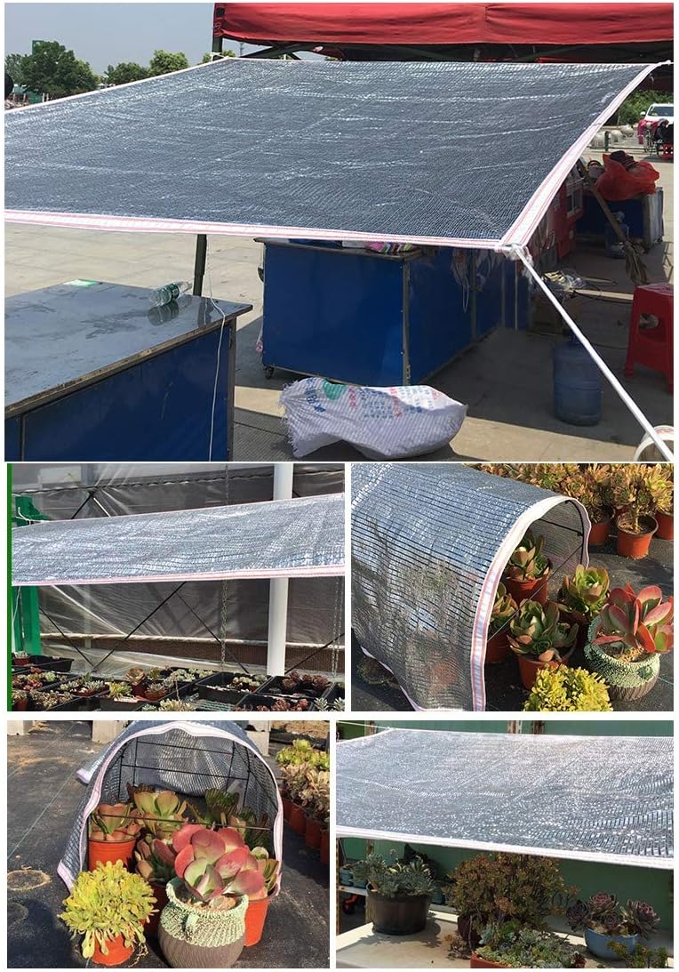 Shade Netting 80% Reflective Aluminet Shade Cloth Fabric, HDPE Mesh Net Shades Fence Screen for Greenhouse Garden Plants Kennel, Heavy Duty Reinforced Mesh Tarp (Size : 1x4m(3x12ft))