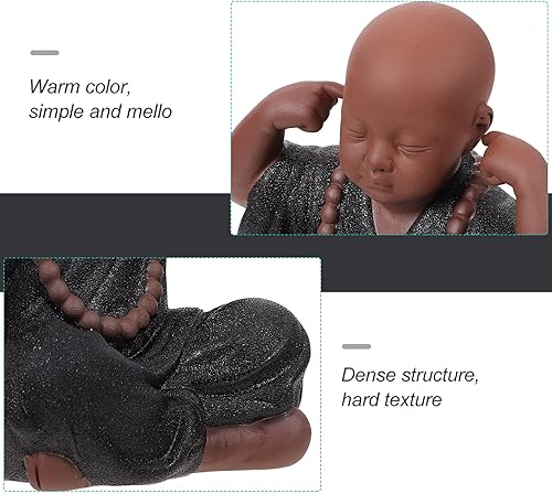 Miniatura 3 de Garneck Estatua de monje para decoración del hogar, estatua de monjes, lindos monjes escuchan no mal, no ver mal, hablar no mal, no hacer mal,