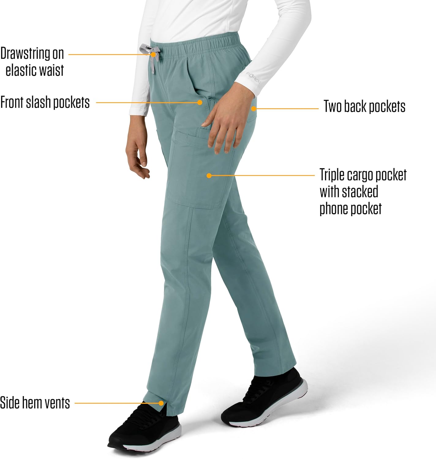 Carhartt Force Essentials Women's Straight Leg Scrub Pant - Summer Blue, L Petite - Image 2