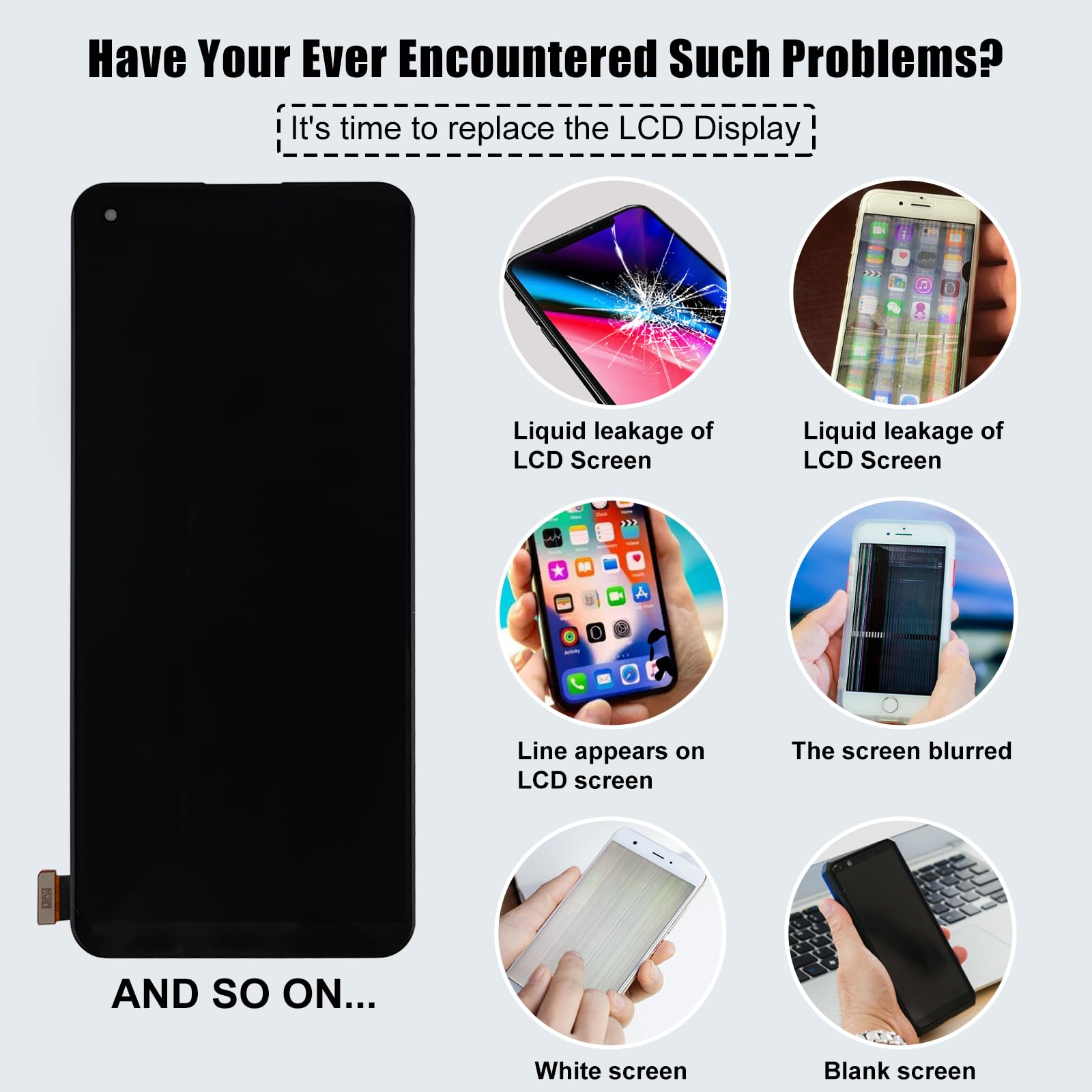 Brandneu 6.43" AMOLED Display Kompatibel mit OnePlus Nord 2T CPH2399, CPH2401 LCD Display Touchscreen Digitizer mit aktualisiertem Reparaturwerkzeugsatz-Schwarz