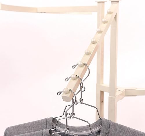 Miniatura 8 de SSWBasics Estante de exhibición de ropa ajustable de 3 vías, elegante y resistente, soporte de ropa de marfil para boutiques y tiendas de segunda