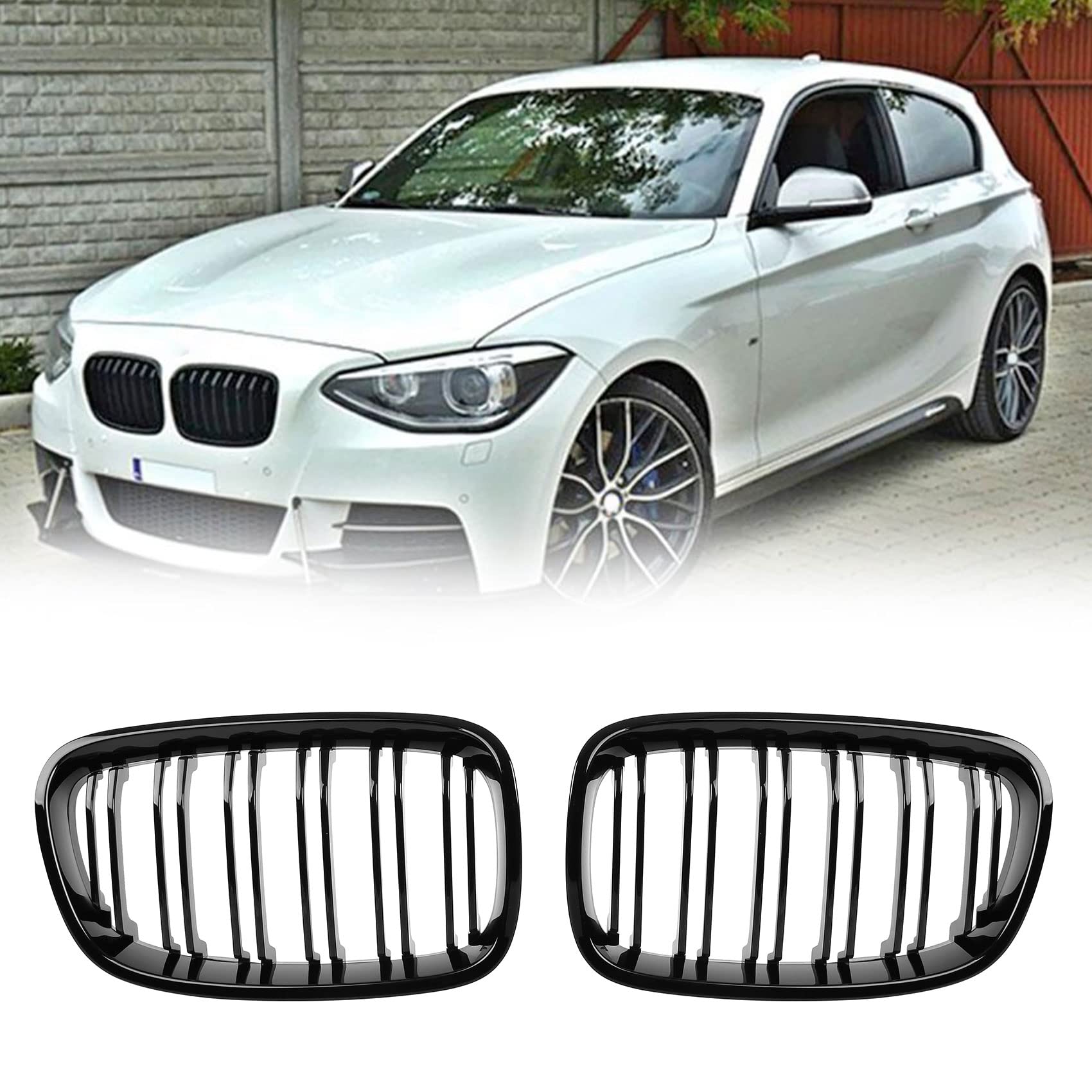 Calandre Avant Noir Brillant Pour BMW Série 1 F20 F21 Phase 1 (2011-2014) - Style Haricot