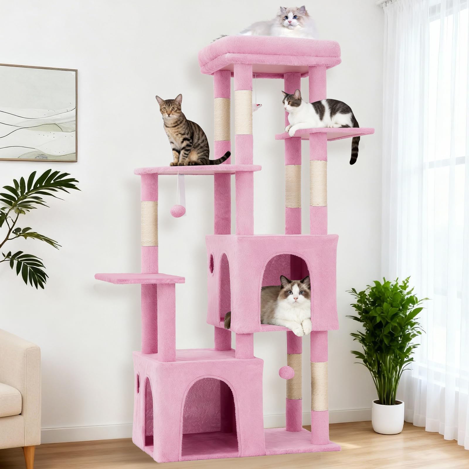 Heavy-Duty 61" Multi-Level Cat Tree Tower for Large Indoor Cats & Maine Coons โ Extra-Large Perch, 2 Spacious Condos, Sturdy Sisal Scratching Posts, Play Toys, Stable Modern Activity Center โ image 1