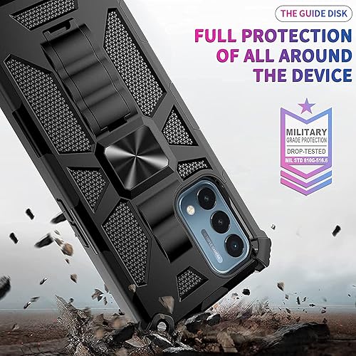 Miniatura 4 de Diseñada para 1+ funda Nord N200 5G, OnePlus N200 5G Funda magnética con soporte magnético para teléfono con vidrio templado, funda protectora de