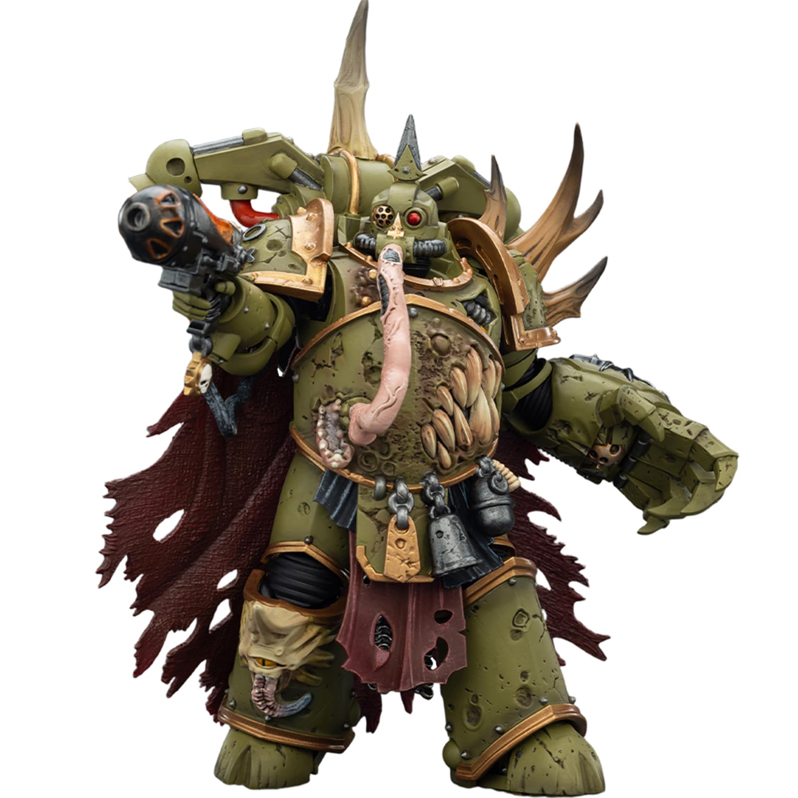 JOYTOY Warhammer 40k Death Guard Plague Marine Champion With Plasma Pistol and Power Fist 1/18 Action Figure Collect And Display Model