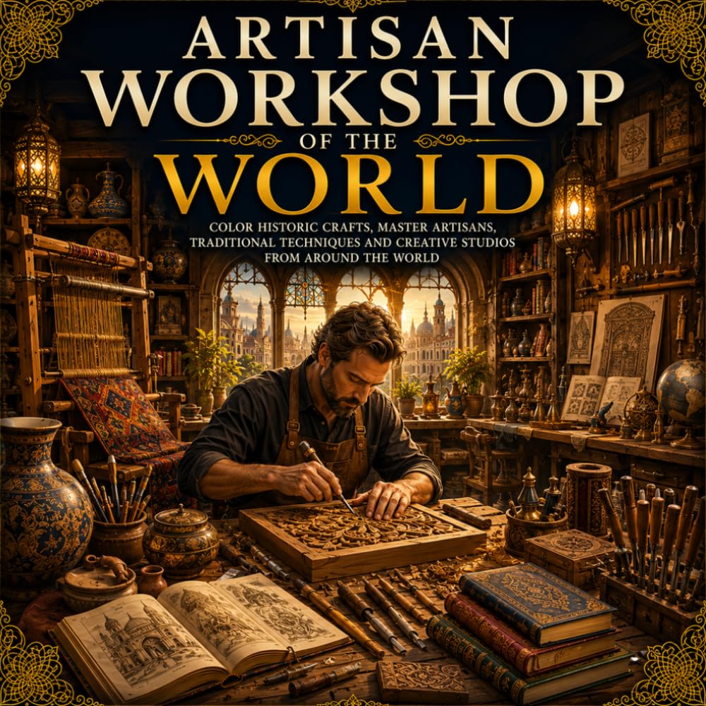 Artisan Workshop Coloring Book: Color Pottery Studios, Weaving Rooms, Woodworking Shops, Bookbinding Studios, Candle Workshops and Glass Art Studios ... Artisan Crafts & Cultural Traditions)