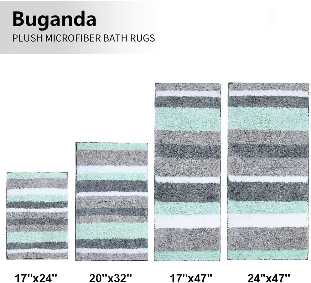 Buganda Non-Slip Bathroom Rugs Water Absorbent Soft Microfiber Shaggy Bath Mat Machine Washable Bath Rugs for Bathroom