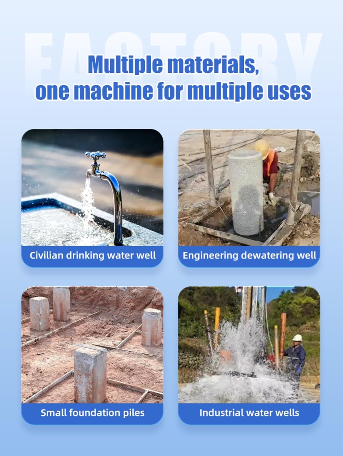 Portable Hydraulic Well Drilling Machine, High Pressure Crawl Water Well Drilling Rig Fast Drilling Hydraulic Borehole Machine for Residential Water Supply & Agricultural Use