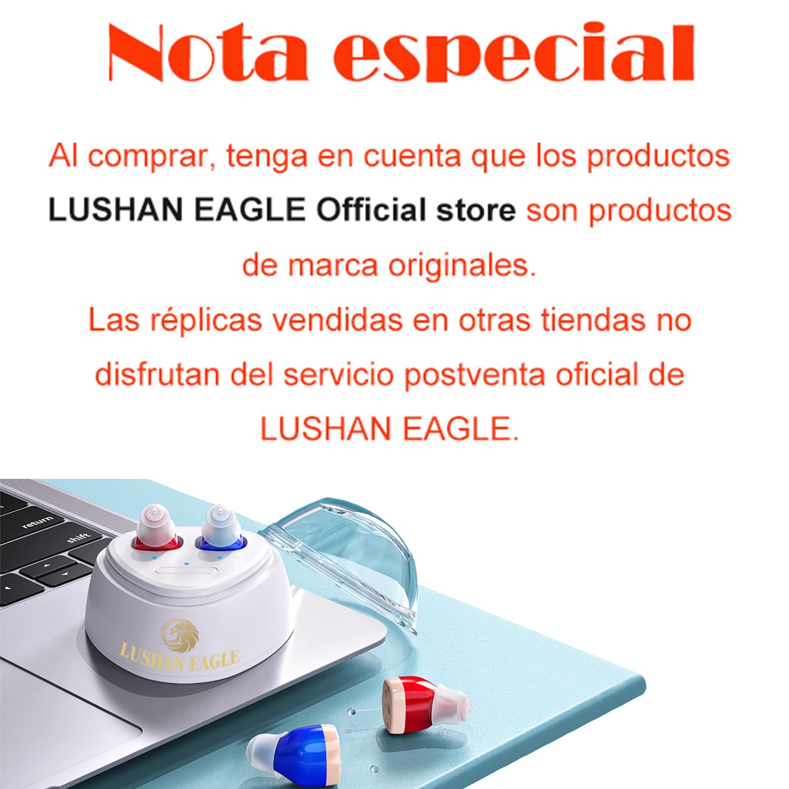 Auriculares Amplificados Auriculares Que Pueden Hacer Que el Sonido Sea más Fuerte, Mini Recargable Oculto en el oído con Chip Digital (Rojo y azul)