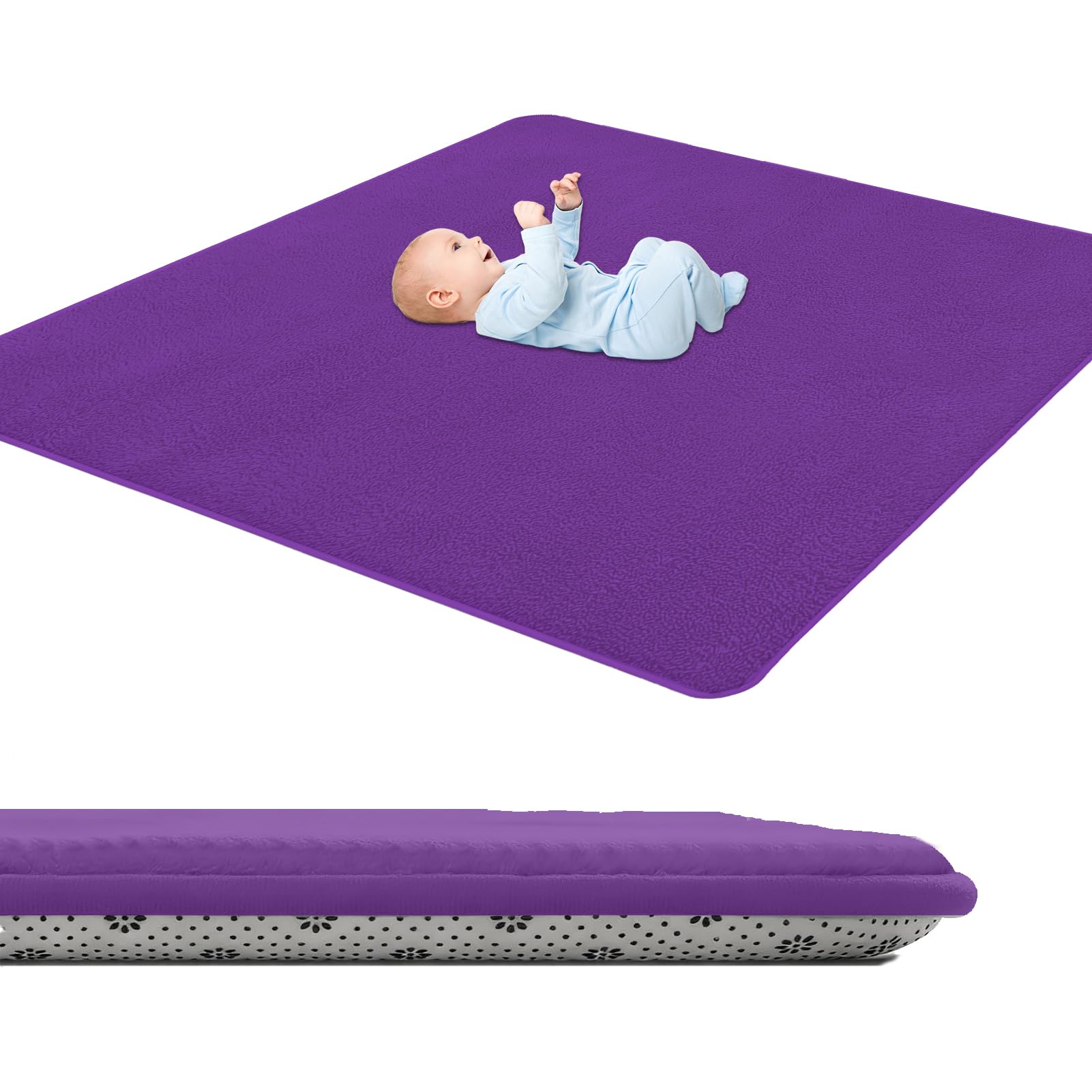 GmyoieqI Baby Crawling Mat 3 cm Thick, Children's play Mat Large Non-Slip 40 x 60 cm Low Pile Nursery Rugs & Carpets for Children's Room Living Room Bedroom Yoga Mat Tatami Playroom Purple
