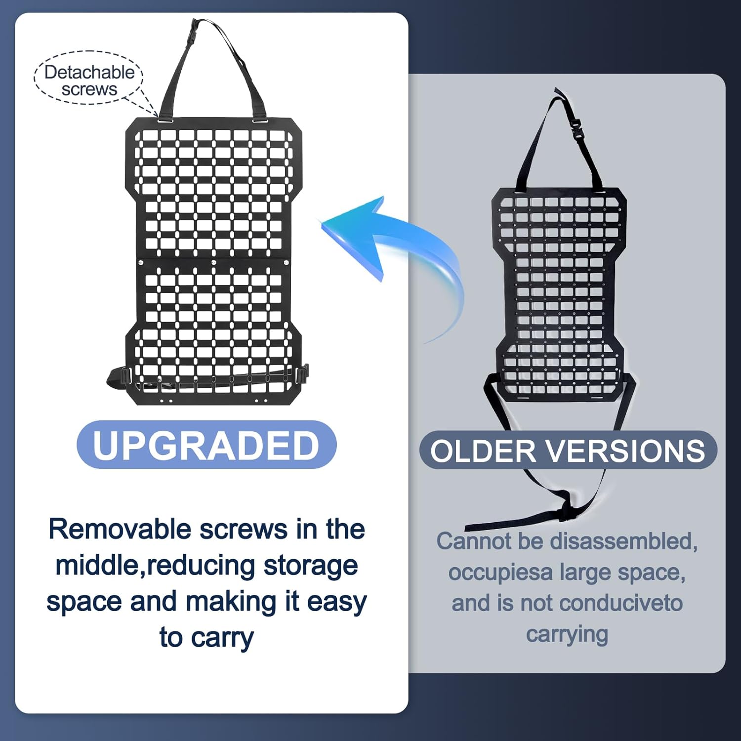 Rigid Molle Panels For Vehicles Truck Mount Rack Panel with Fire Extinguisher Mout & Hook and Loop Fasteners & Elastic Rope Tactical Seat Back Organizer Adjustable Versatile Panel