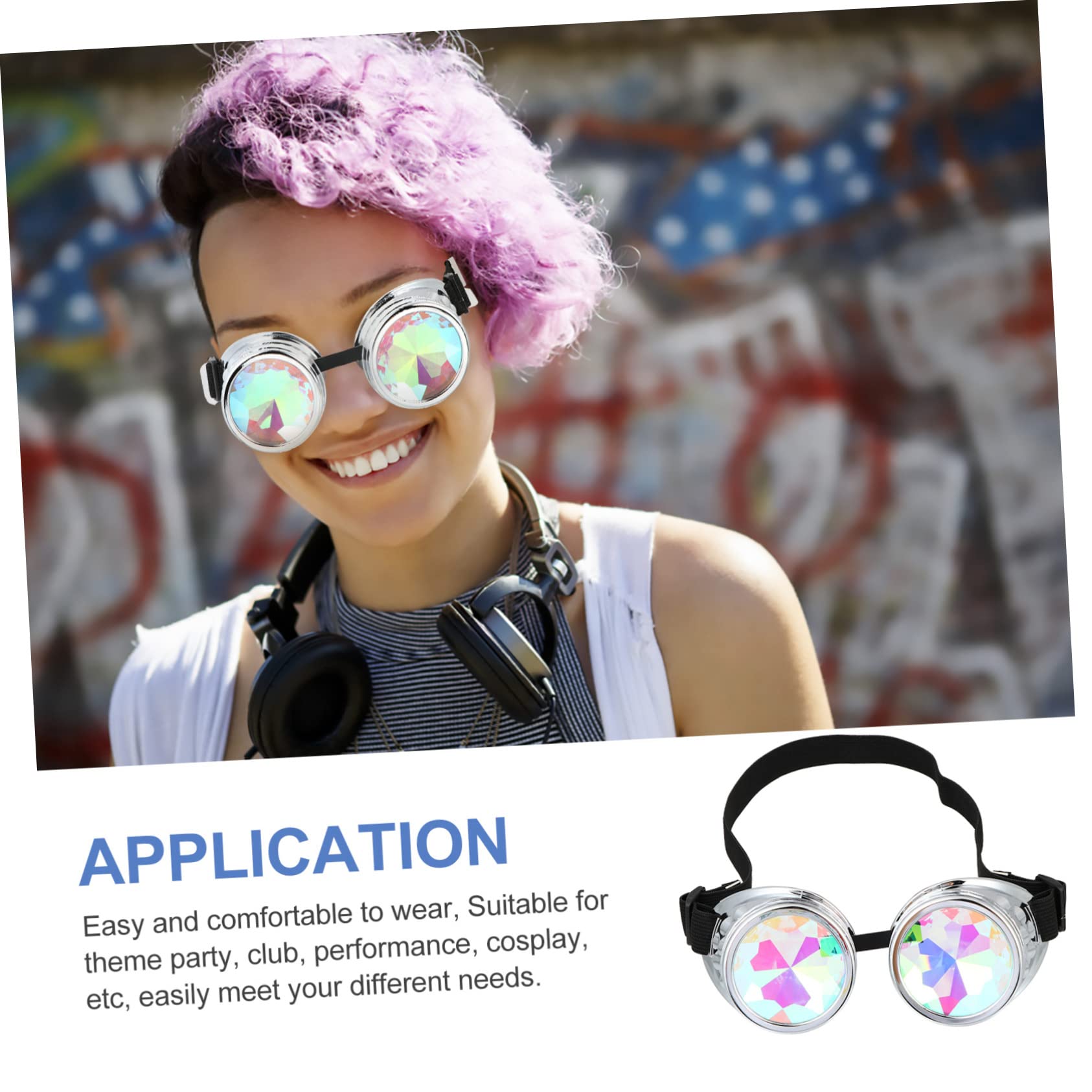 jojofuny 2piezas Gafas Steampunk Kaleidoscópicas Lentes De Cristal Arcoíris Para Fiesta y Cosplay Diseño Único y Divertido Para Adultos y Accesorio Para Temáticas y Eventos Nocturnos