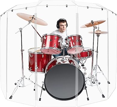 PENNZONI Drum Shield 5ft w/Deflectors & Plastic Hinges, w/ 5 Drum Panels, Plastic Hinges & 5 Deflectors, Premium Clear Acrylic Panels