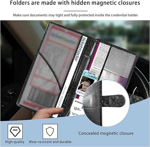 Miniatura 5 de Augeny Soporte para tarjetas de registro y seguro de automóvil, organizador de compartimentos esenciales para documentos de tarjetas de vehículo con