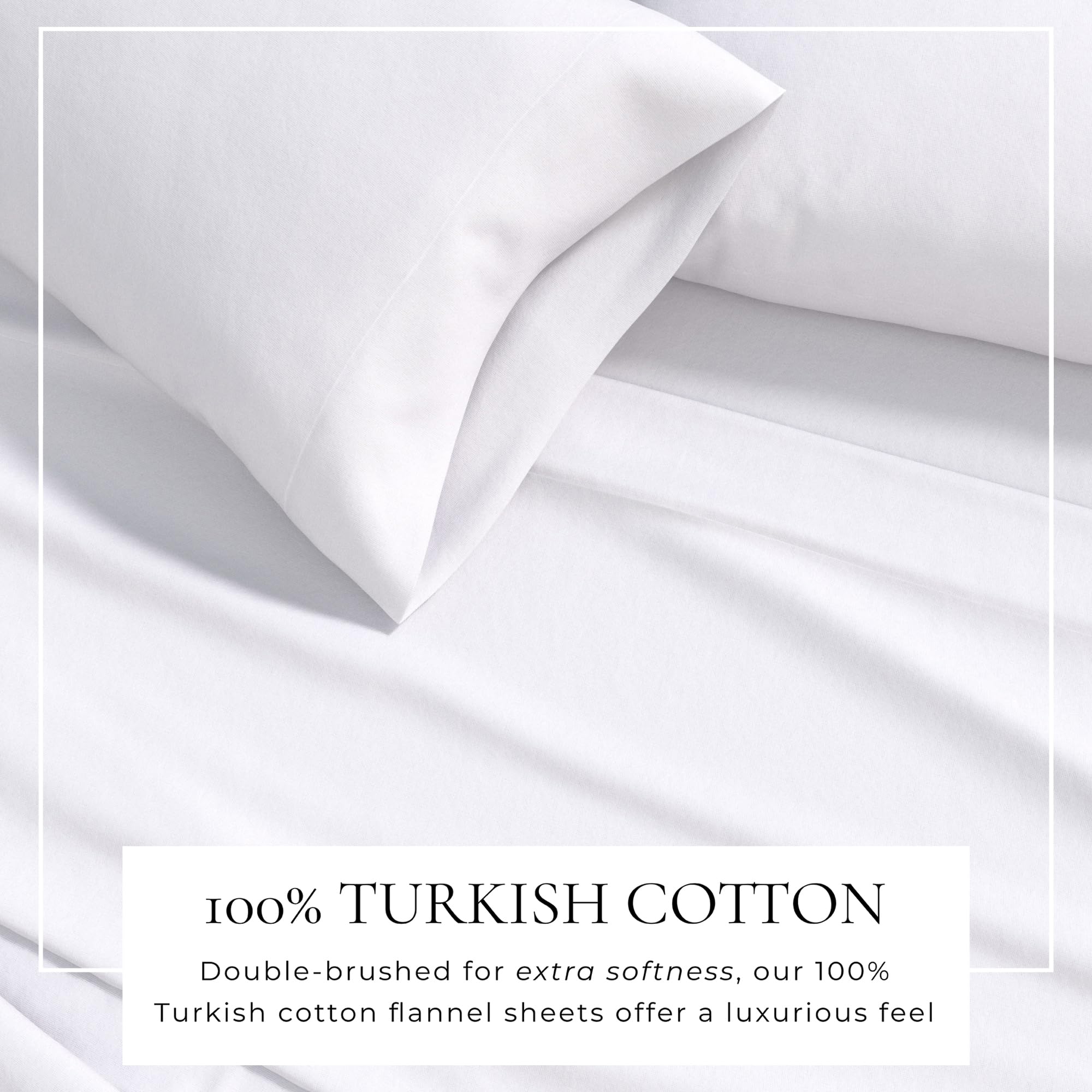 Great Bay Home Flannel Sheet Set Queen Size - 100% Turkish Cotton, Double-Brushed, Winter Bed Sheets - Ultra-Soft, Cozy, 4-Piece Rustic Bedding Set (Winter White)