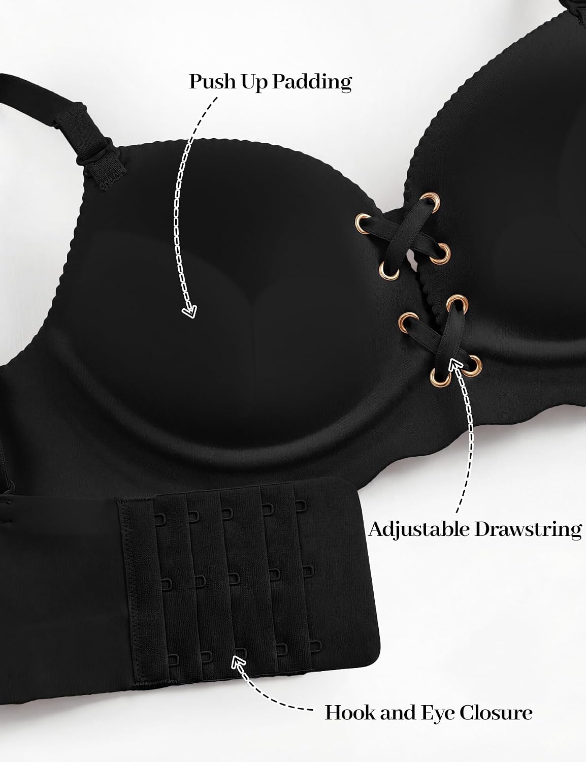 LUCKMEEY 2026 Push Up Padded Bras for Women Upgrade Add 2 Cups Seamless Bra No Underwire