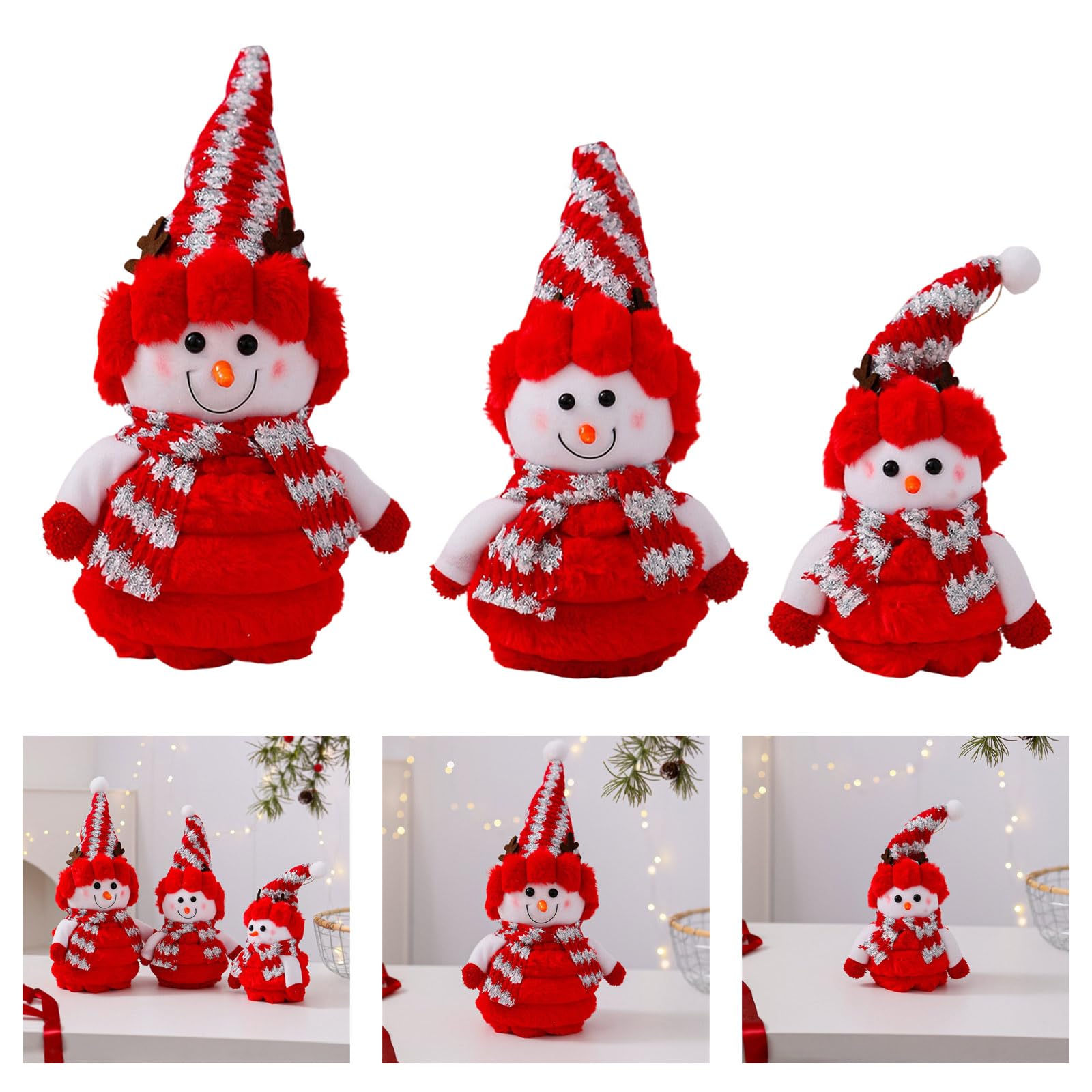 Decoración de muñeco de nieve de Navidad con algodón duradero para el hogar, oficina, vacaciones, fiesta, festival, festival, muñeco de nieve, adorno de peluche para fiestas de invierno, material de