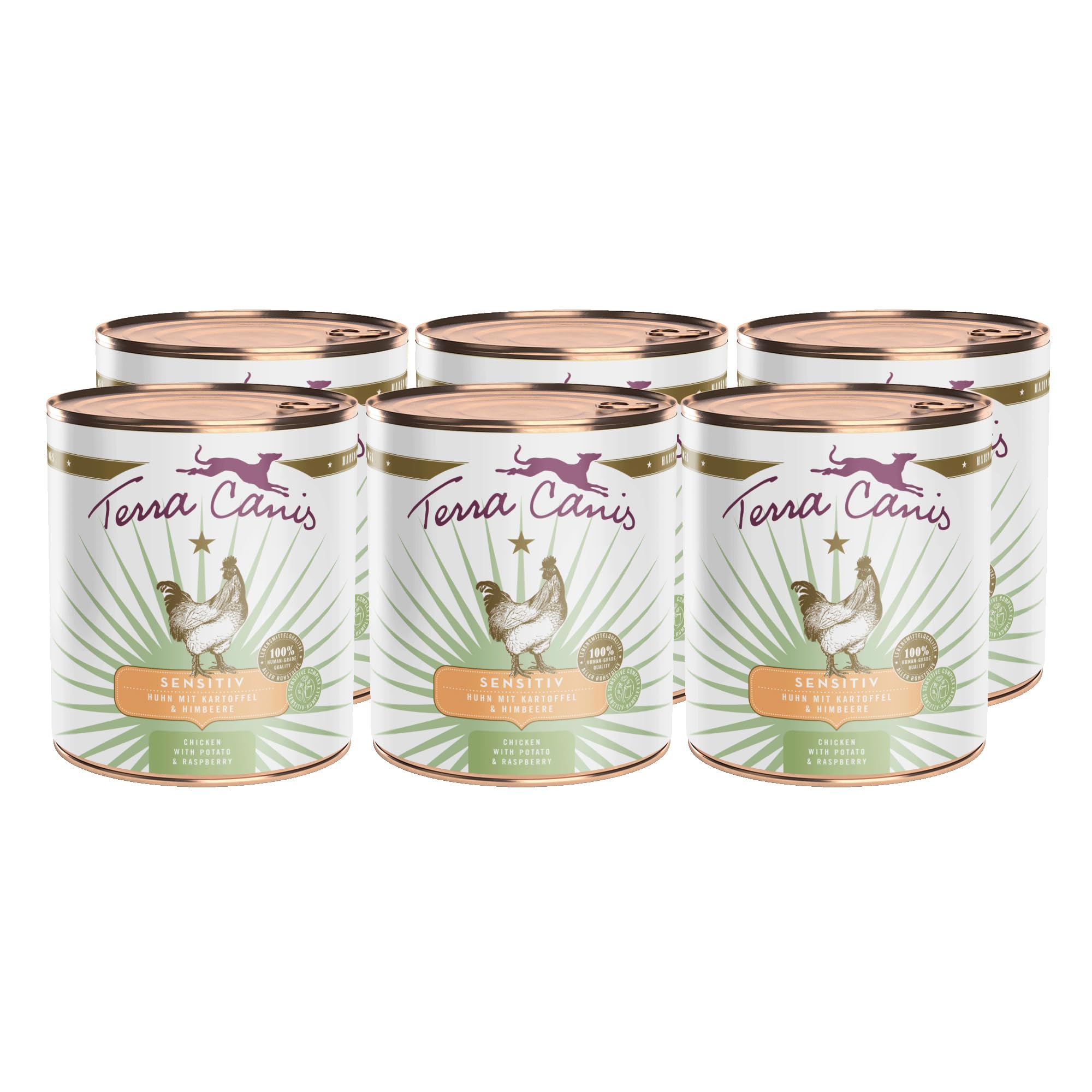 Terra Canis Pollo con patata, Sensitive cibo umido per cani, 6x800g | Materie prime di qualità alimentare al 100%, altamente digeribile per cani sensibili, senza allergeni, povero di cereali