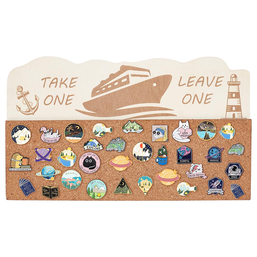 BENECREAT Cork Brooch Board, Pin Trading Ship Lighthouse Anchor Pin Board for Brooch Pin Storage, Jewelry Display, Lapel Pin Enamel Pin Display, 18x30cm, 13mm Thick