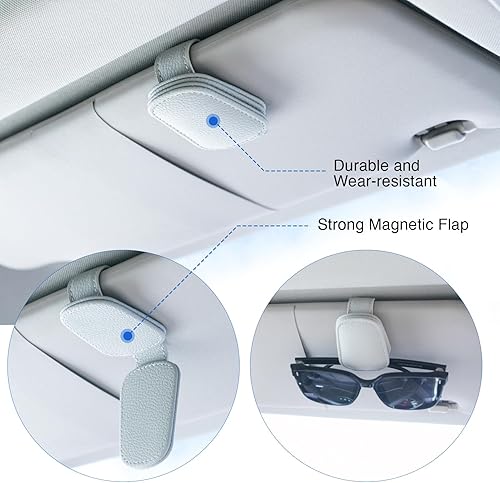 Miniatura 4 de wenvastree Soporte magnético de cuero para lentes de sol para automóvil, clip para colgar lentes de sol, accesorios para mujer y hombre