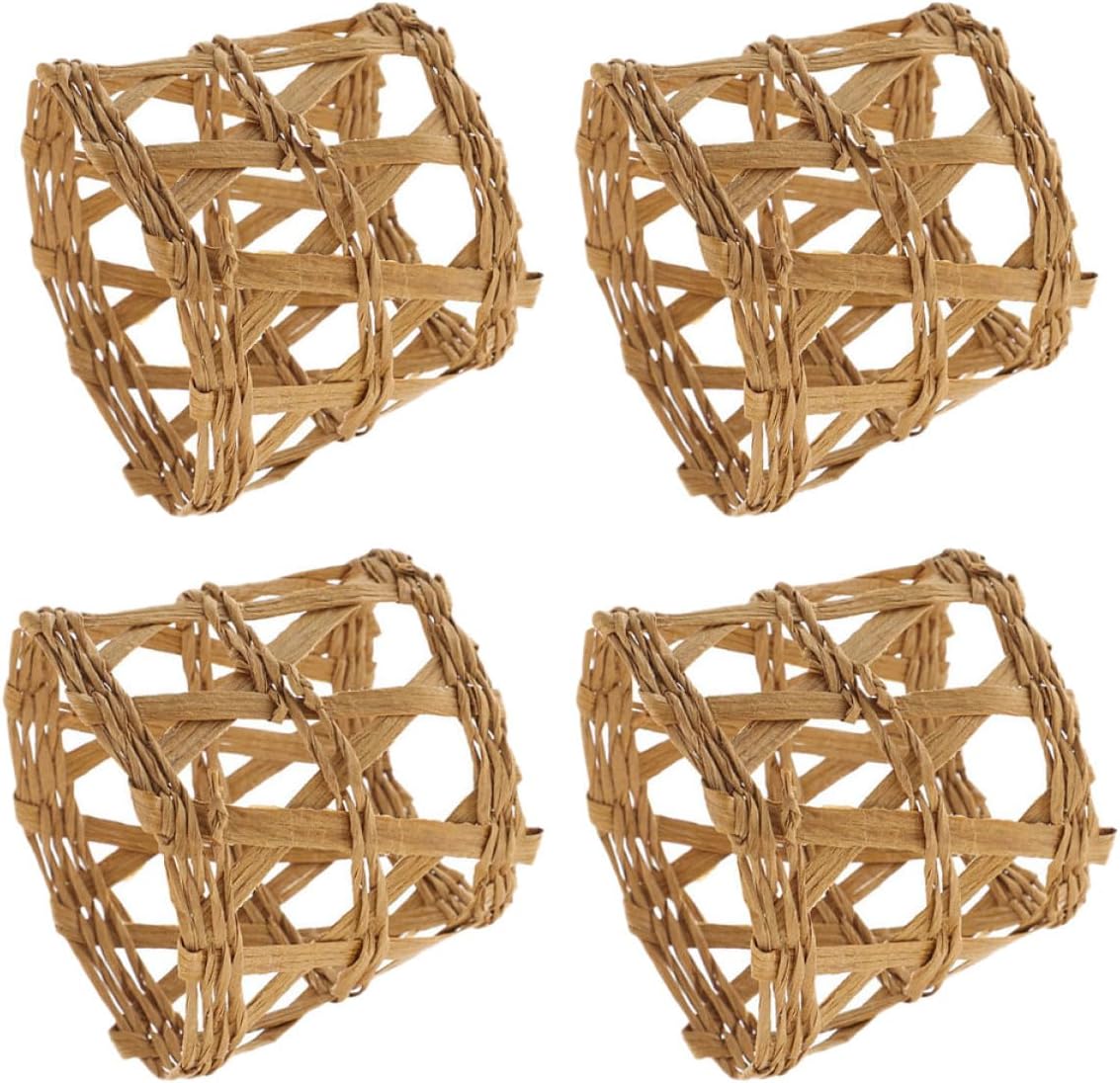 GANAZONO Straw Woven Cup Sleeves Set of 4 3.14X2.95X2.95In Rattan Drink Cup Covers with Heat Insulation and Non-Slip Grip Decorative Bottle Sleeves for Kitchen Dining Table Use