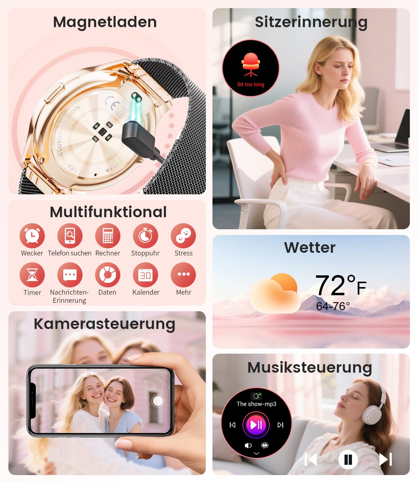 FITFLEX Smartwatch Damen, 1.43" HD Fitnessuhr mit Telefonfunktion, 120+Sportmodi, Monitor 24/7 Pulsuhr/SpO2/Schlafmonitor/Kalorien, Fitness Tracker, IP68 Wasserdicht Smart Watch, iOS Android, Schwarz