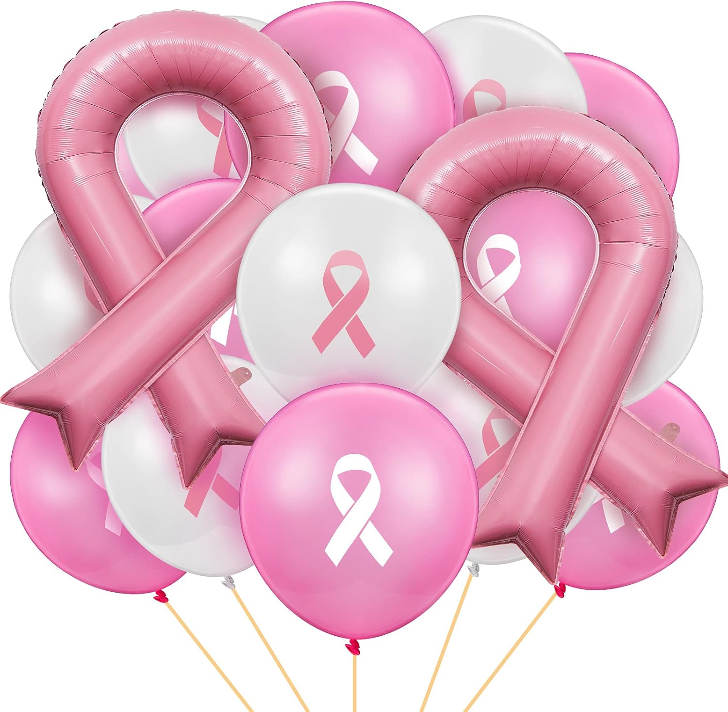 40 Pieces Breast Cancer Pink Ribbon Balloons Breast Cancer