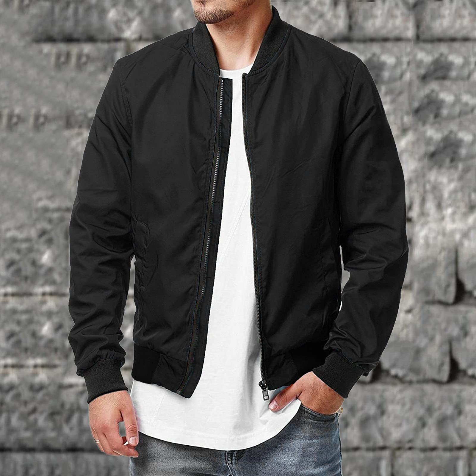 Chaqueta bomber para hombre, ligera, de entretiempo, para el tiempo libre, con capucha, para exteriores, deportiva, para senderismo, softshell, chaqueta de aviador, chaqueta de punto