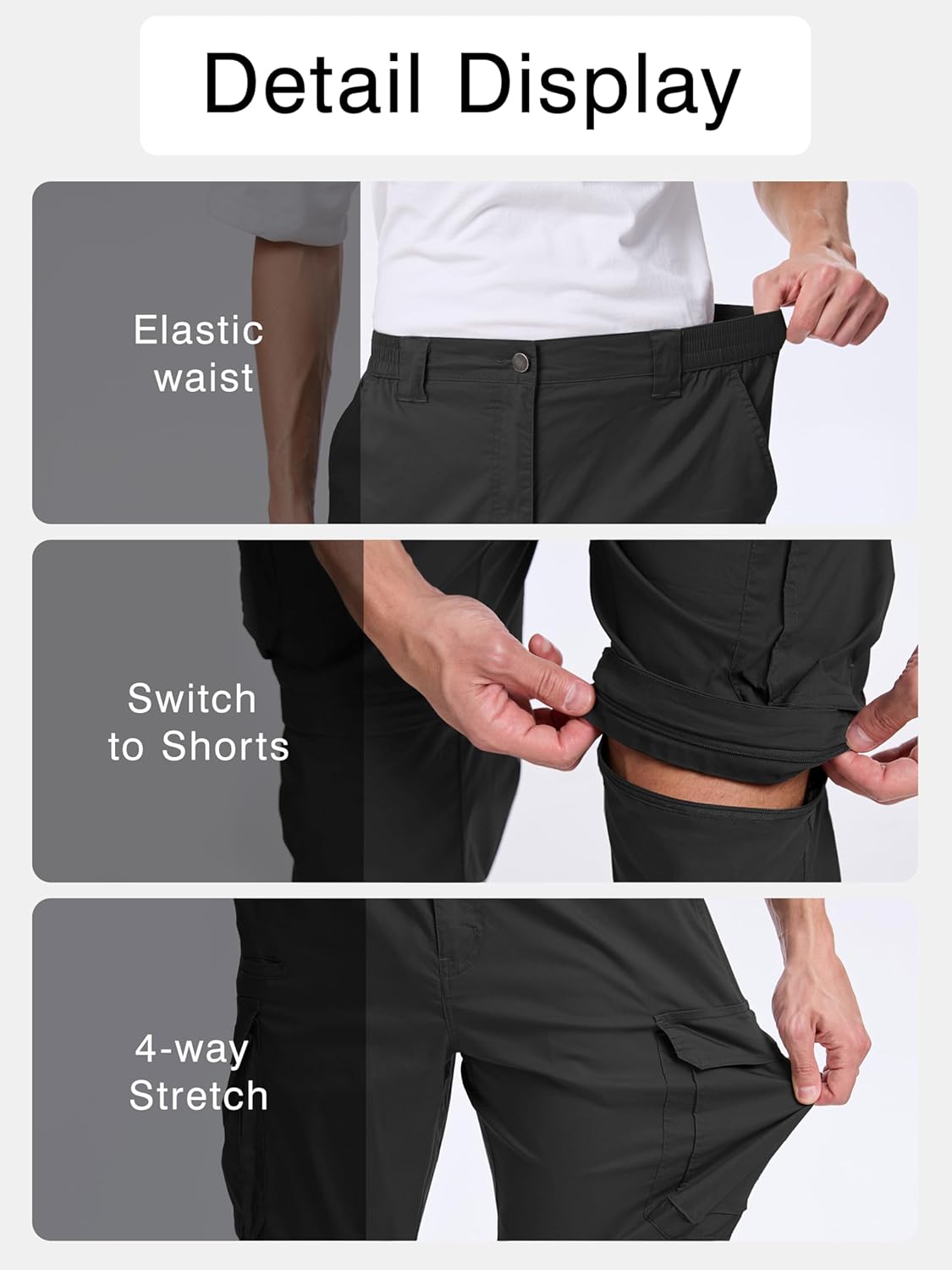 NATUVENIX Hiking Pants Men Quick Dry Convertible Fishing Pants for Men Zip Off Lightweight Mens Cargo Pants Outdoor Travel - Image 5