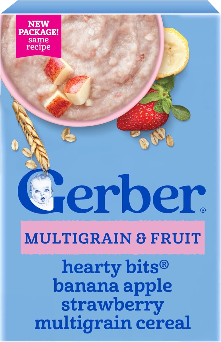 Gerber Hearty Bits Multigrain Banana Apple Strawberry, 8 Oz, 5 Pack | Toddler cereal; hearty bits multigrain; banana apple strawberry; 5 x 8 oz