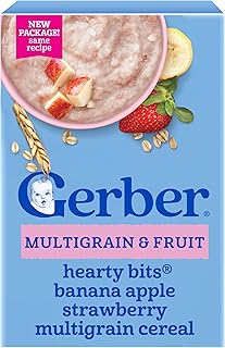 CEREAL FOR BABY GRAIN AND GROW Hearty Bits MultiGrains Banana Apple Strawberry 5x8oz