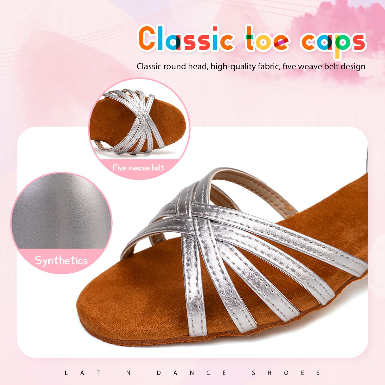 SWDZM Scarpe da Ballo Latino Americano Bambina Tacco 3 cm Standard Salsa Ballroom e Bachata Principianti Pratica da Ballo,Modello EM202GB