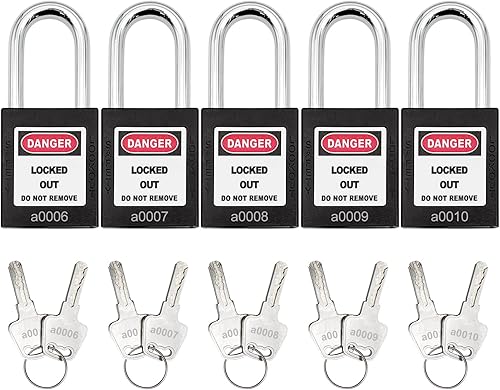 Vista 75 de SAFBY Loto - Candados seguros con 10 llaves para estaciones y dispositivos de bloqueo (amarillo, clave diferente)