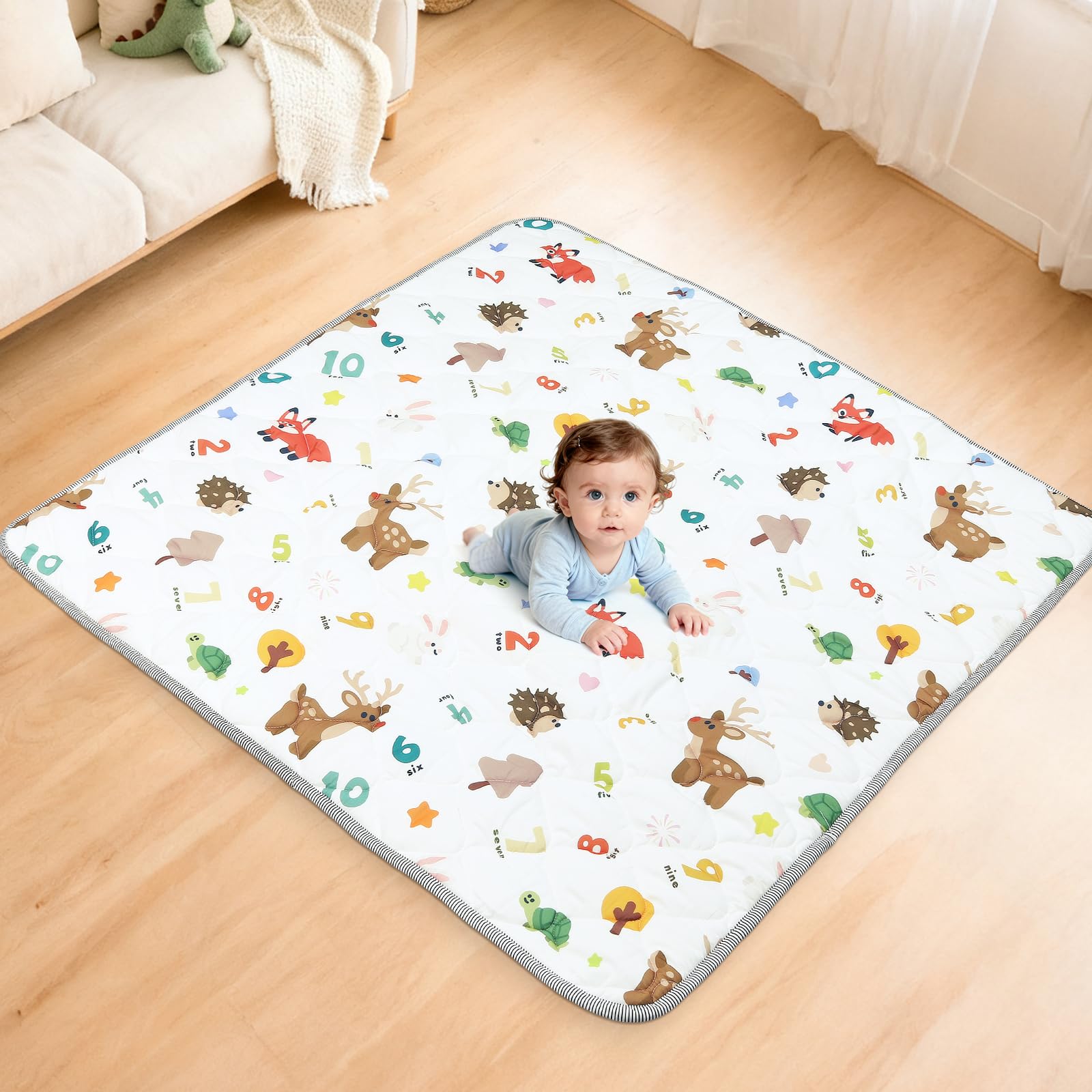eSynic 120x120x2.6cm Foldable Baby Play Mat Thick Floor Mat Educational Crawling Mat baby Playpen Playmates for Toddlers 1-3 Years Safety