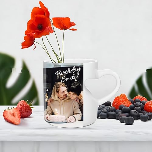 Miniatura 4 de Tazas personalizadas de porcelana con texto e imagen para parejas (corazón regular)