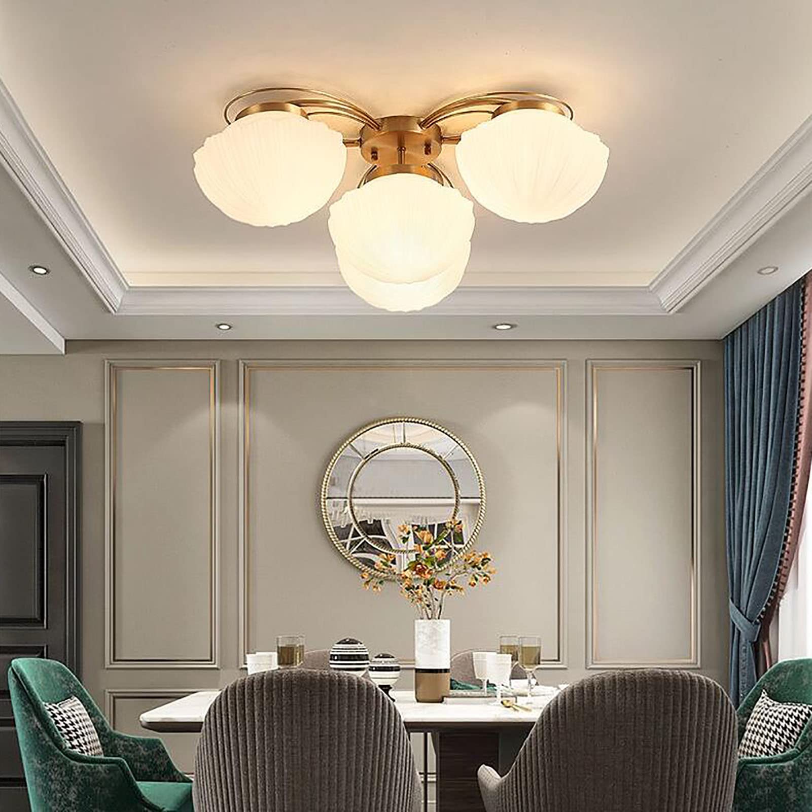 Lampa do sypialni, nowoczesny żyrandol z 6 światłami, lampa sufitowa w stylu połowy wieku, nowoczesna oprawa do sypialni i salonu - złoto 70x22cm, armatura domowa
