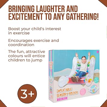 JYZ Inflatable Sensory Rocker with Soothing Jingle Bells, Transparent Inflatable Chair for Kids, Sensory Stimulation and Relaxation