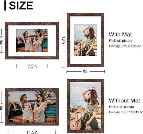 Vista 507 de Vittanly - Juego de 9 portarretratos, plexiglás resistente a rupturas, exhibe fotos de 12 x 12 pulgadas o, con paspartú, de 8 x 8 pulgadas, marcos